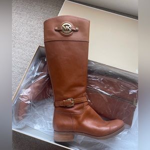 EUC Classic Michael Kors Stockard Tall Riding Boots w/ Box, Luggage Brown 7.5